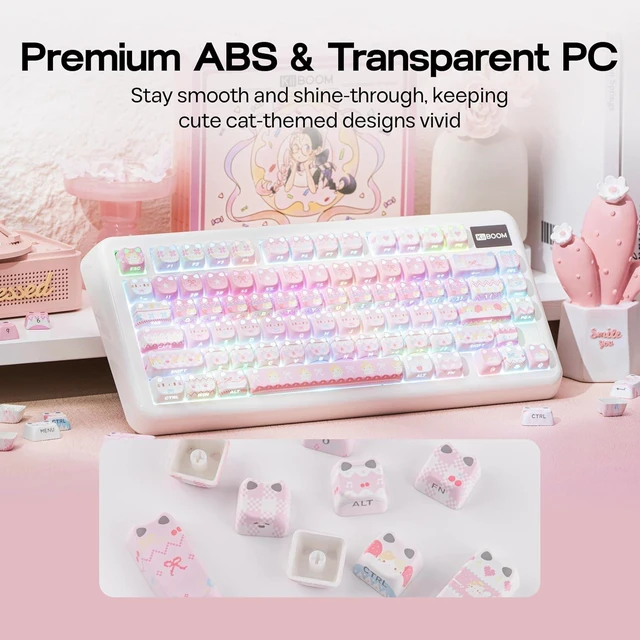Alt view image 7 of 7 - Cute Cat Keycaps Set, Mao Profile, Cat Shape