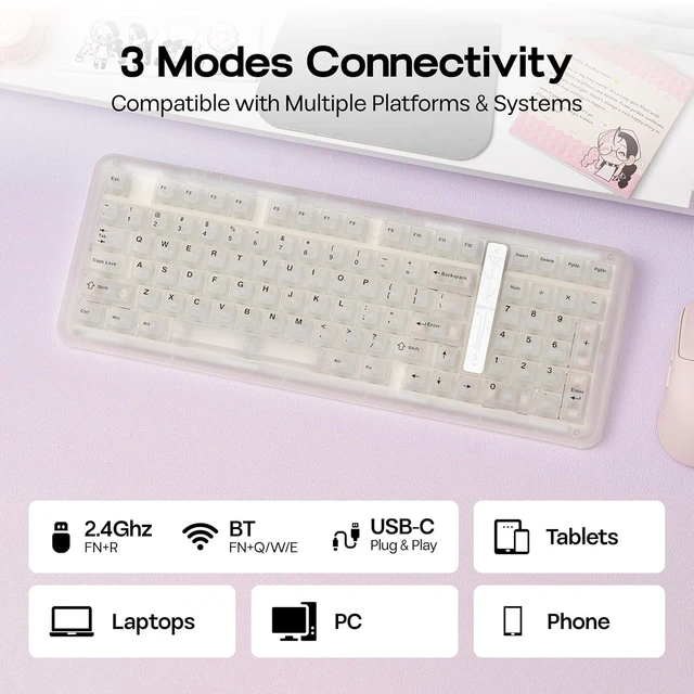 Alt view image 6 of 7 - Phantom98 Lite 96% Wireless Mechanical Gaming Keyboard, VIA Custom
