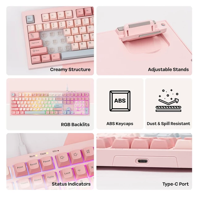 Alt view image 3 of 7 - Aula S102 Membrane Gaming Keyboard w/Number Pad, 100% Full Size