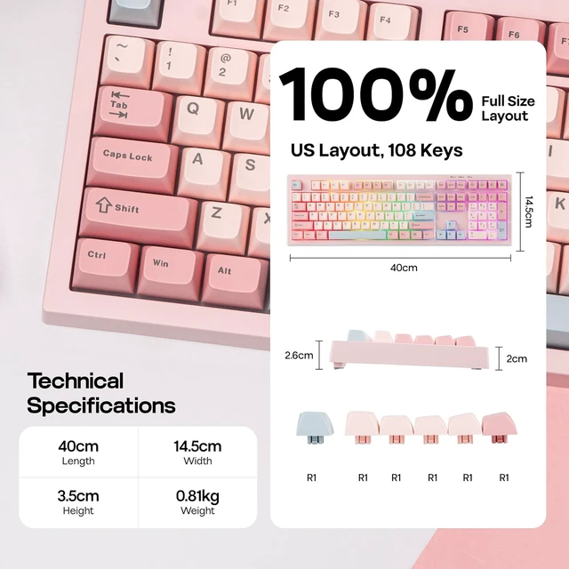Alt view image 5 of 7 - Aula S102 Membrane Gaming Keyboard w/Number Pad, 100% Full Size