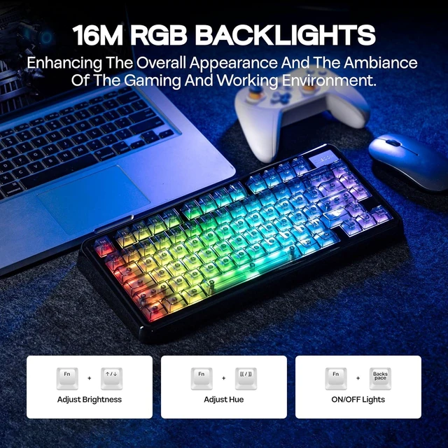 Alt view image 4 of 7 - Phantom81 Lite 75% Gasket Mechanical Keyboard, VIA Programmable