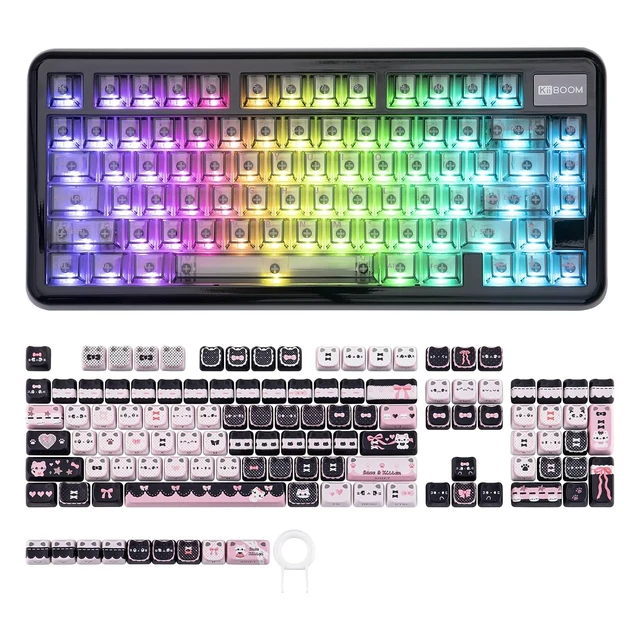 Nb Keyboard Phantom81 Lite 75% Gasket Mechanical Keyboard with Cute Cat Keycaps Set ...