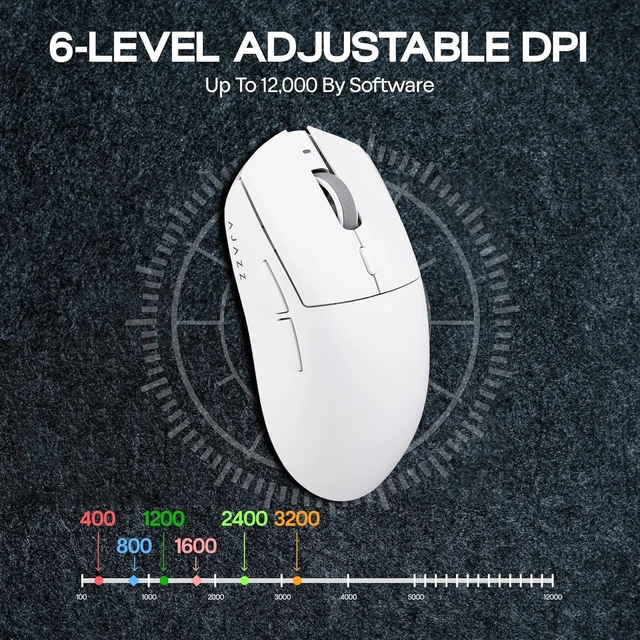 Alt view image 6 of 7 - AJAZZ AJ139 V2 MC Gaming Mouse with Charging Base, Adjustable 12,000 DPI, PAW3311 Sensor, 3 Modes Wireless Mouse, 500mAh Battery, 1000 Polling Rate, 66g Lightweight, Win/Mac (White)