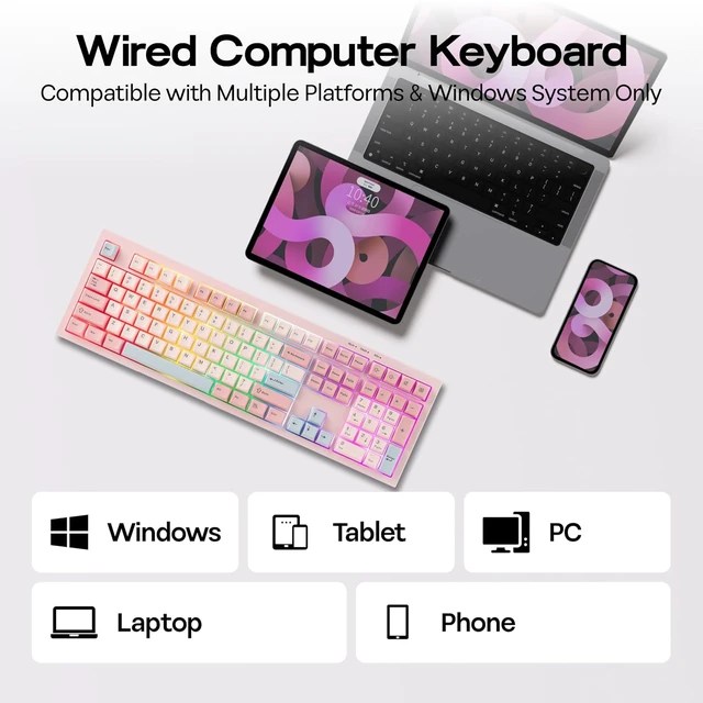 Alt view image 7 of 7 - Aula S102 Membrane Gaming Keyboard w/Number Pad, 100% Full Size