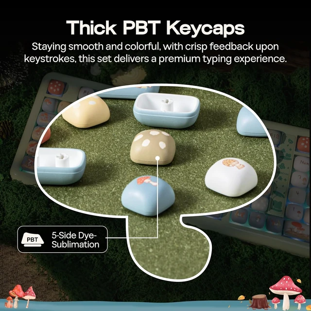 Alt view image 5 of 7 - Keycap Set - Little Shroom Pack, MOG Profile, 5-Side Dye-sub PBT