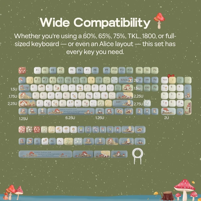 Alt view image 6 of 7 - Keycap Set - Little Shroom Pack, MOG Profile, 5-Side Dye-sub PBT