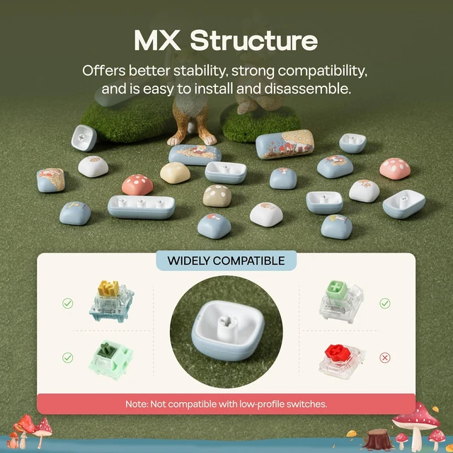 Alt view image 7 of 7 - Keycap Set - Little Shroom Pack, MOG Profile, 5-Side Dye-sub PBT