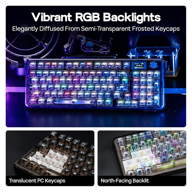 Alt view image 5 of 7 - F-NB98 Transparent Keyboard with AJ139 V2 MC Gaming Mouse with Charging Base