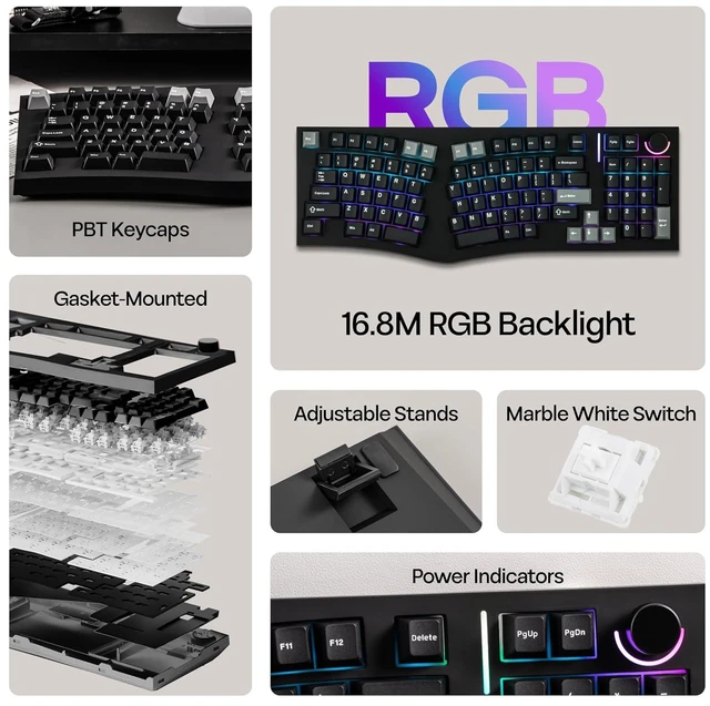 Alt view image 3 of 7 - Feker Alice98 Ergonomic 98 Keys Custom Mechanical Keyboard