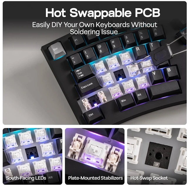 Alt view image 6 of 7 - Feker Alice98 Ergonomic 98 Keys Custom Mechanical Keyboard