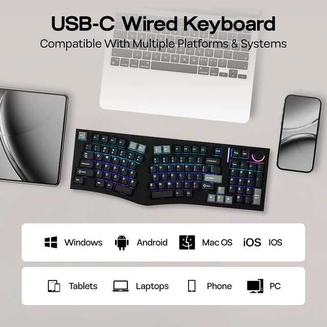 Alt view image 7 of 7 - Feker Alice98 Ergonomic 98 Keys Custom Mechanical Keyboard