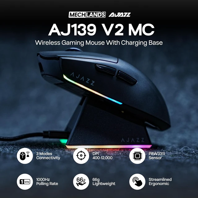 Alt view image 6 of 7 - F-NB98 Transparent Keyboard with AJ139 V2 MC Gaming Mouse with Charging Base
