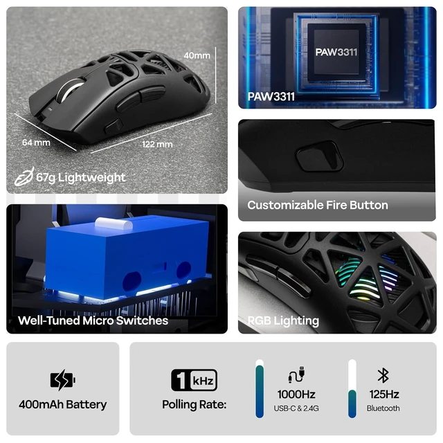 Alt view image 7 of 7 - Aula F-NB98 Transparent Keyboard with SC620 RGB Lighting Gaming Mouse