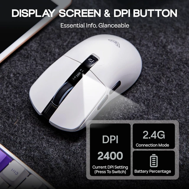 Alt view image 4 of 7 - Aula SC590 PRO Gaming Mouse with Display Screen, 2.4G/USB-C/BT