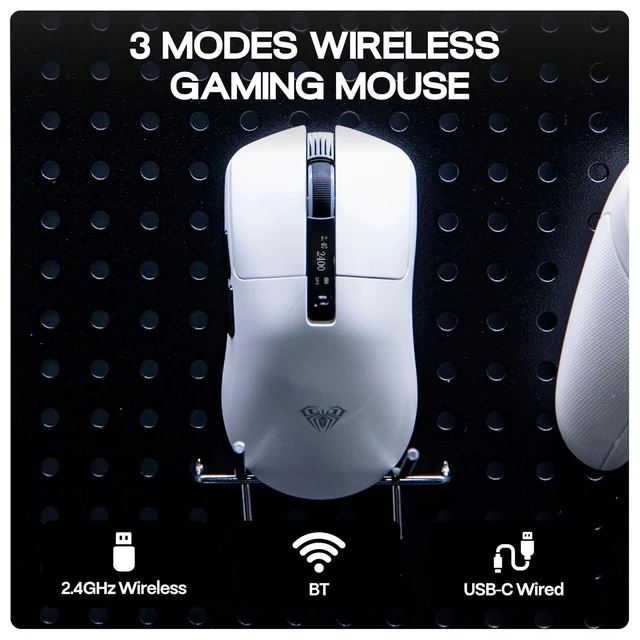 Alt view image 5 of 7 - Aula SC590 PRO Gaming Mouse with Display Screen, 2.4G/USB-C/BT
