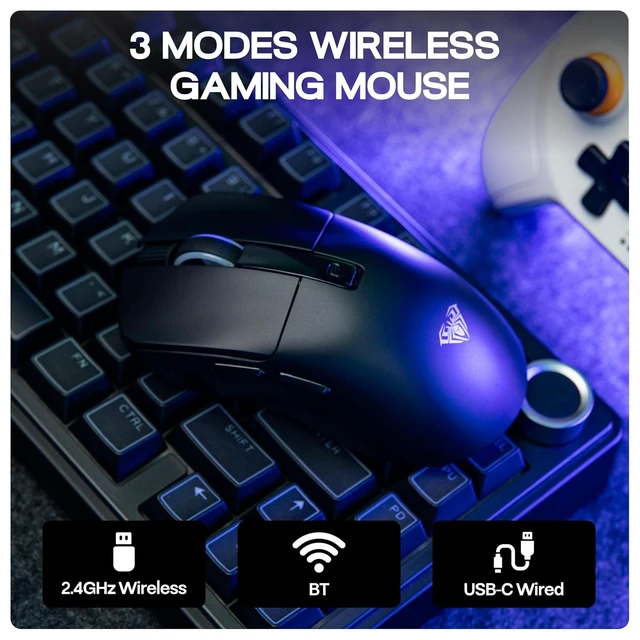 Alt view image 5 of 7 - Aula SC590 PRO Gaming Mouse with Display Screen, 2.4G/USB-C/BT