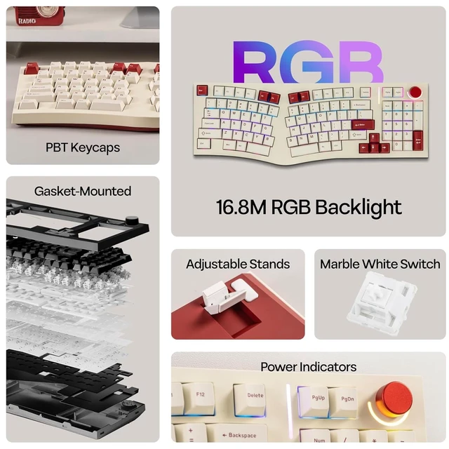Alt view image 3 of 7 - Feker Alice98 Ergonomic 98 Keys Custom Mechanical Keyboard