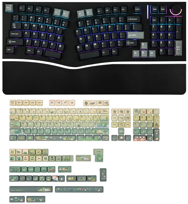 Main image of Feker Alice98 Ergonomic 98 Keys Custom Mechanical Keyboard with KiiBoom X Cosydiaries Rainy Froggy Day Keycap Set