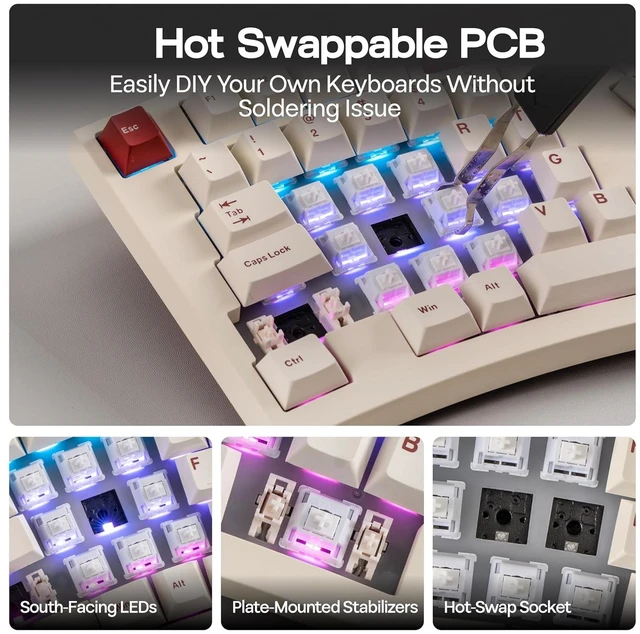 Alt view image 6 of 7 - Feker Alice98 Ergonomic 98 Keys Custom Mechanical Keyboard