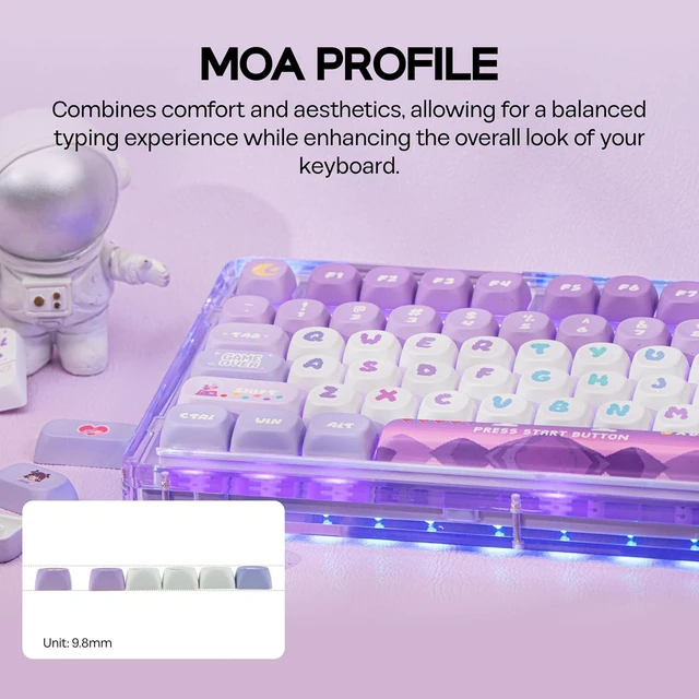 Alt view image 4 of 7 - X PlanetMars: Purple Pixelpop Arcade Keycap Set, 136 Keys
