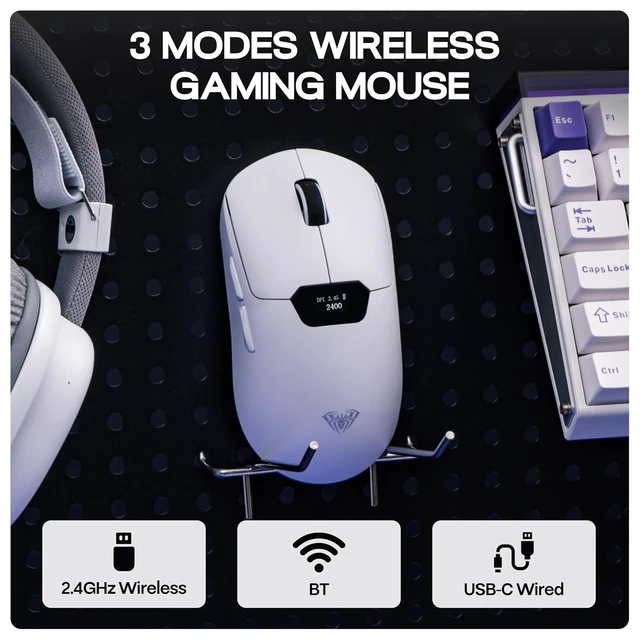 Alt view image 6 of 7 - Aula SC390 Lightweight Gaming Mouse with Display Screen