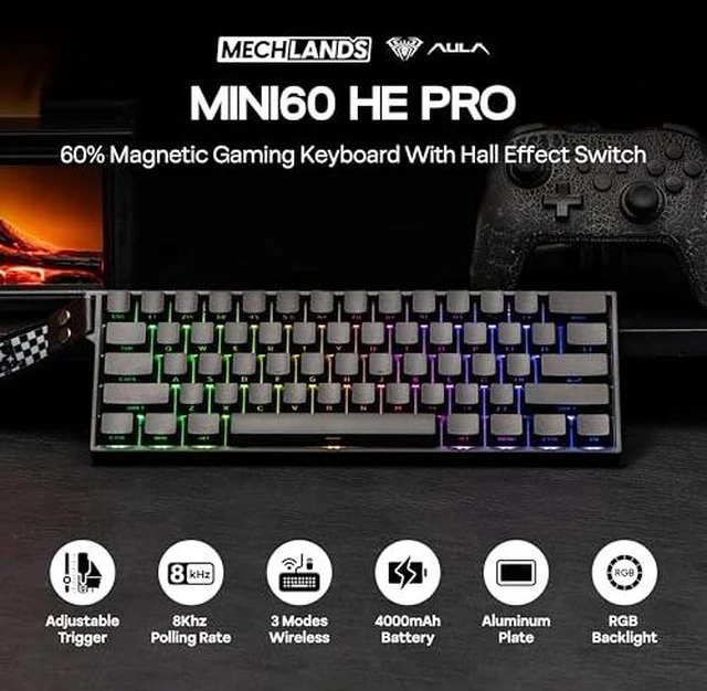 Alt view image 2 of 6 - Aula Mini60 HE PRO Hall Effect Gaming Keyboard with A700 Gaming Headset