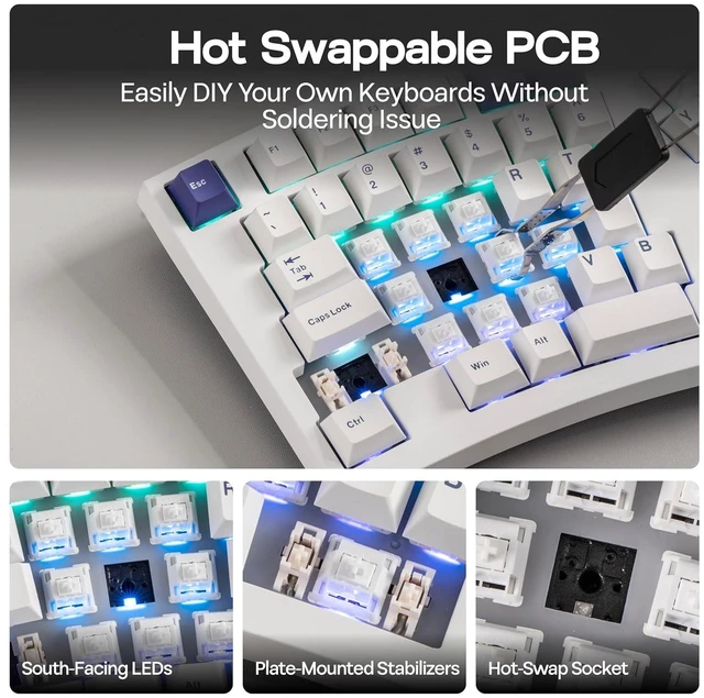 Alt view image 6 of 7 - Feker Alice98 Ergonomic 98 Keys Custom Mechanical Keyboard