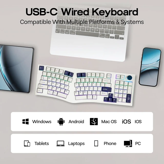 Alt view image 7 of 7 - Feker Alice98 Ergonomic 98 Keys Custom Mechanical Keyboard