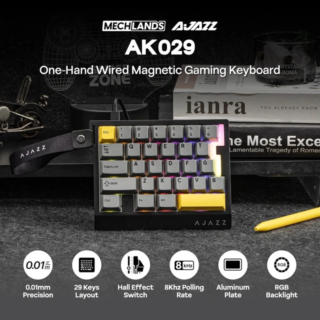 Alt view image 2 of 7 - AJAZZ AK029 One Handed Gaming Keyboard, 8K Polling, 29 Keys