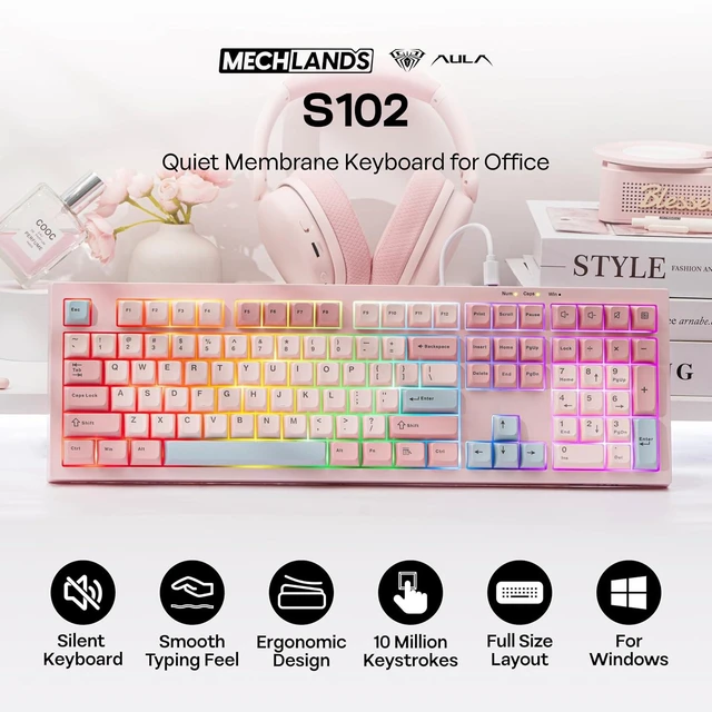 Alt view image 2 of 7 - S102 Membrane Gaming Keyboard with G7 Gaming Headset