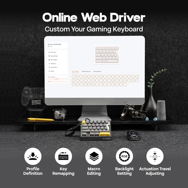 Alt view image 7 of 7 - AJAZZ AK029 One Handed Gaming Keyboard, 8K Polling, 29 Keys