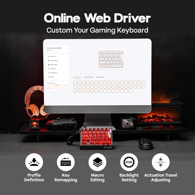 Alt view image 7 of 7 - AJAZZ AK029 One Handed Gaming Keyboard, 8K Polling, 29 Keys