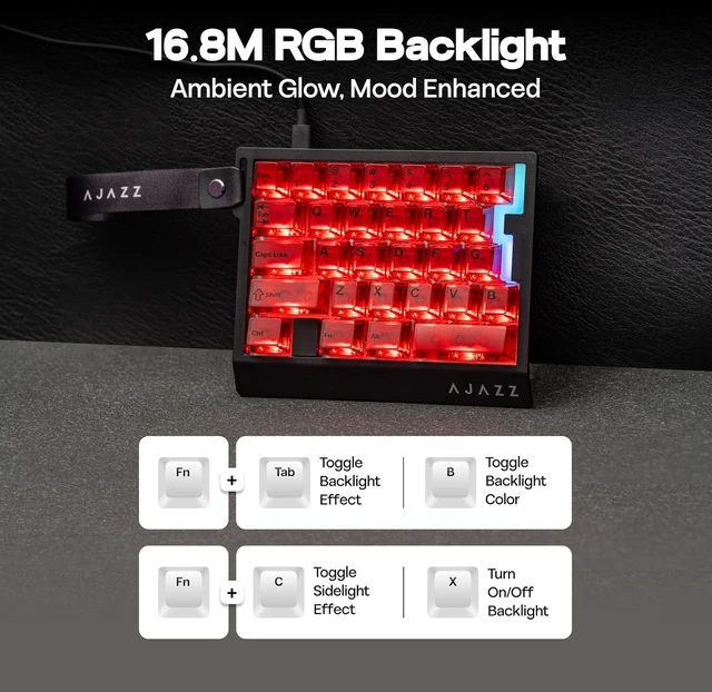 Alt view image 6 of 7 - AJAZZ AK029 One Handed Gaming Keyboard, 8K Polling, 29 Keys
