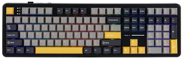 Main image of Aula F108 100% Wireless Gaming Keyboard, Full Size Custom Gasket Mechanical Keyboard, 4000mAh Battery, Programmable 108 Keys, Hot-Swappable, for Win/Mac (Grey&Yellow)