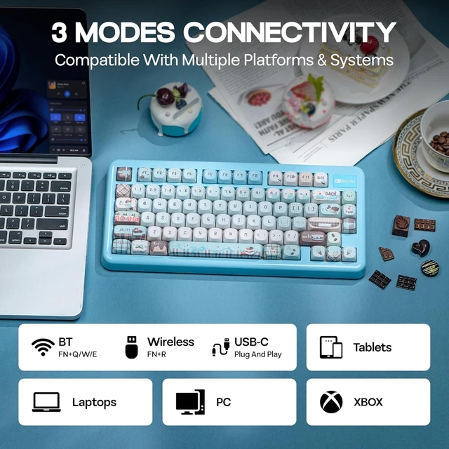 Alt view image 4 of 7 - Phantom81 Lite Mechanical Keyboard with Aula SC620 Gaming Mouse