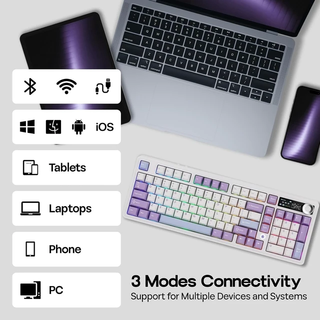 Alt view image 4 of 7 - AJAZZ AK980 96% Gaming Keyboard with AJAZZ AJ139 V2 MC Gaming Mouse