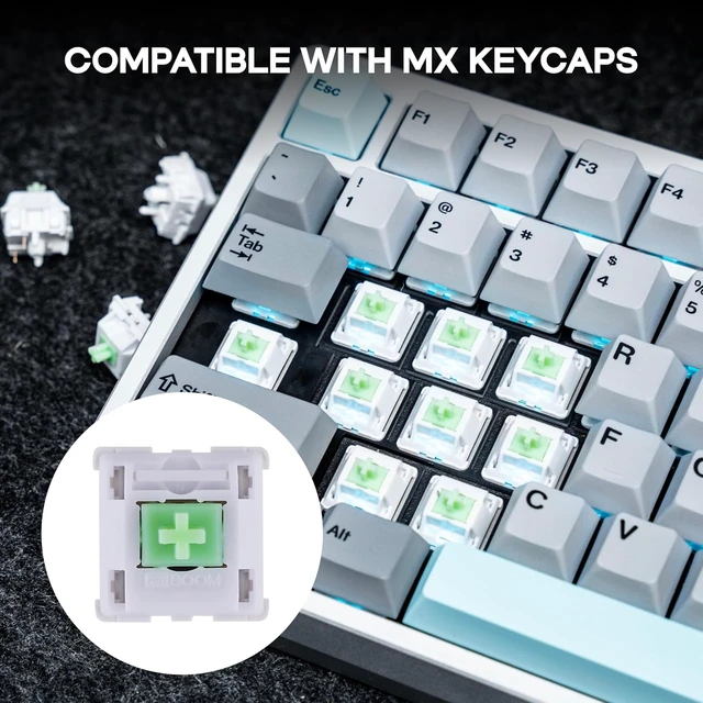 Alt view image 7 of 7 - Flick Linear Mechanical Switch Set, 43gf, Pre-Lubed, 5-Pin Creamy Switches, 35 Pieces for Mechanical Gaming Keyboard, with LY Stem, PC+Nylon Housing, Compatible with MX Keycaps