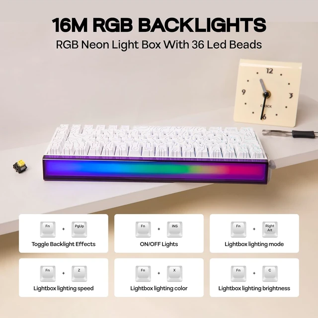Alt view image 4 of 7 - Aula Hero84 HE Wired Magnetic Gaming Keyboard, Rapid Hall Effect Keyboard with 0.01mm Adjustable Actuation, 8kHz Polling, 5-Layer Sound Dampening, RGB Lightbox & Backlit (White)