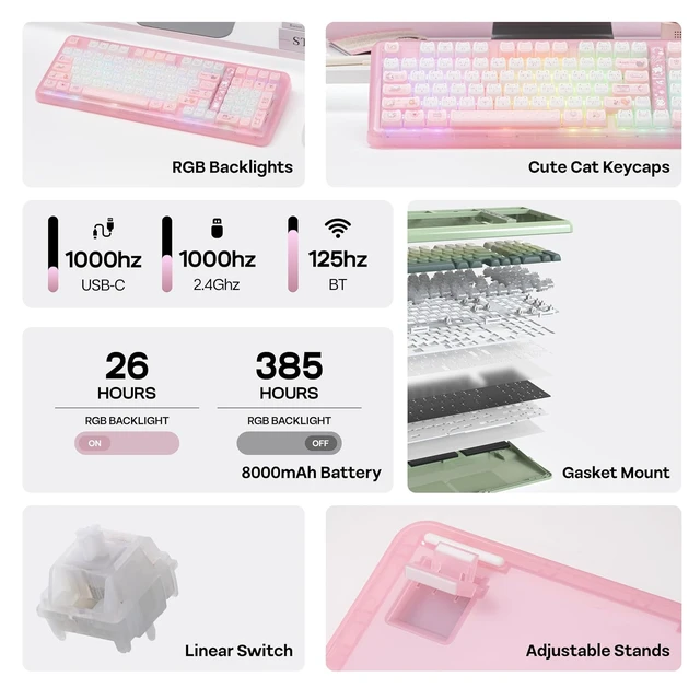 Alt view image 3 of 7 - Phantom98 Lite Gaming Keyboard with AJAZZ AJ139 V2 MC Gaming Mouse