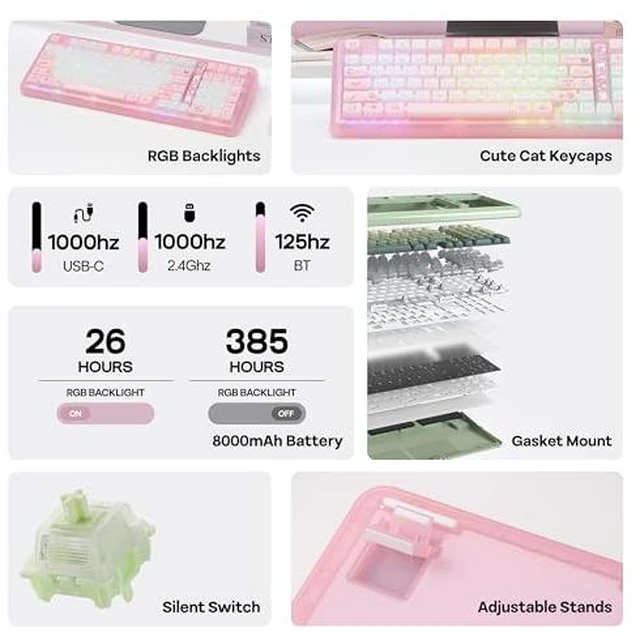 Alt view image 3 of 7 - Phantom98 Lite Gaming Keyboard with AJAZZ AJ139 V2 MC Gaming Mouse