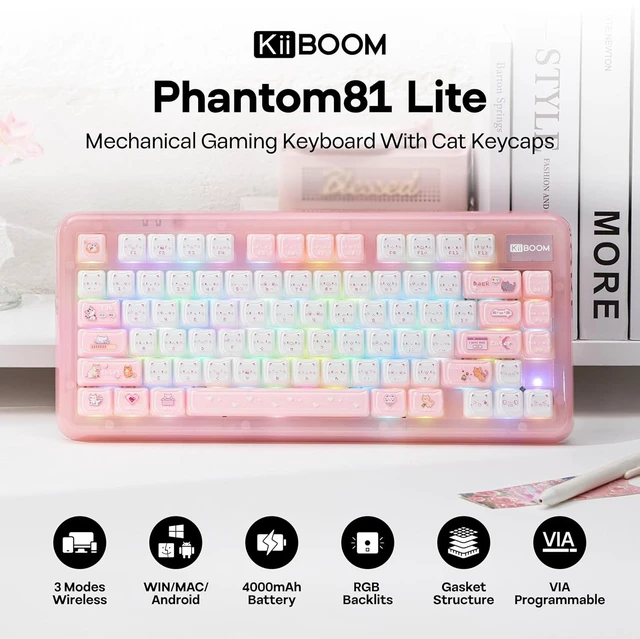 Alt view image 2 of 7 - Phantom81 Lite 75% Gasket Mechanical Keyboard, VIA Programmable