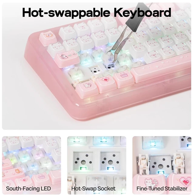 Alt view image 6 of 7 - Phantom81 Lite 75% Gasket Mechanical Keyboard, VIA Programmable