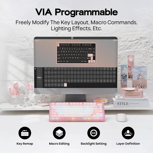 Alt view image 7 of 7 - Phantom81 Lite 75% Gasket Mechanical Keyboard, VIA Programmable