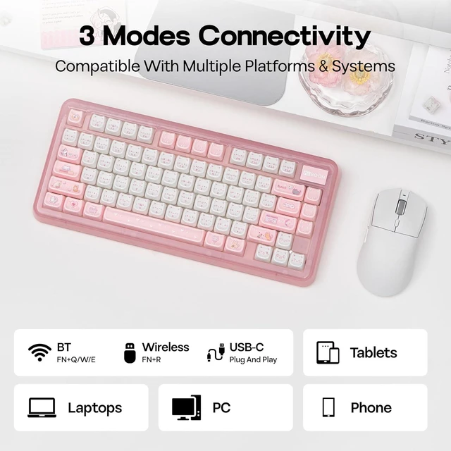 Alt view image 5 of 7 - Phantom81 Lite 75% Gasket Mechanical Keyboard, VIA Programmable