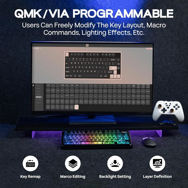 Alt view image 6 of 7 - Phantom81 Lite 75% Gasket Mechanical Keyboard, VIA Programmable