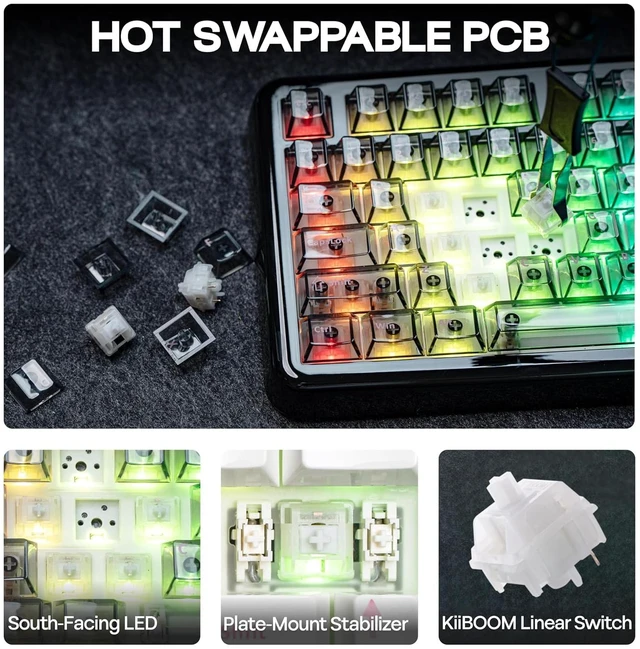 Alt view image 7 of 7 - Phantom81 Lite 75% Gasket Mechanical Keyboard, VIA Programmable