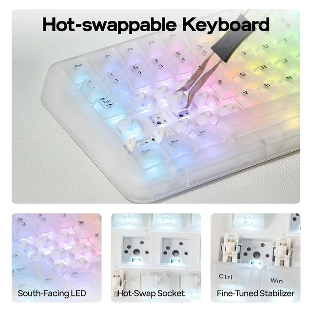 Alt view image 6 of 7 - Phantom81 Lite 75% Gasket Mechanical Keyboard, VIA Programmable