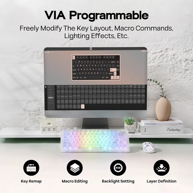 Alt view image 7 of 7 - Phantom81 Lite 75% Gasket Mechanical Keyboard, VIA Programmable