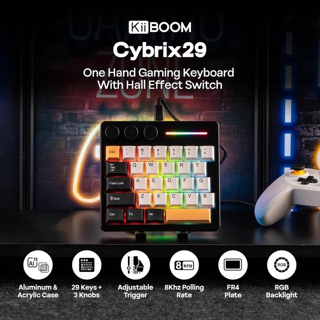 Alt view image 2 of 7 - Cybrix 29 Rapid Fast Wired Gaming Keyboard, 8Khz Polling