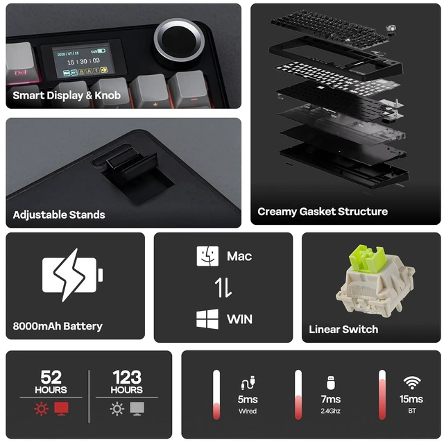 Alt view image 3 of 7 - Aula F99 MAX Mechanical Keyboard with AJ139 V2 MC Gaming Mouse